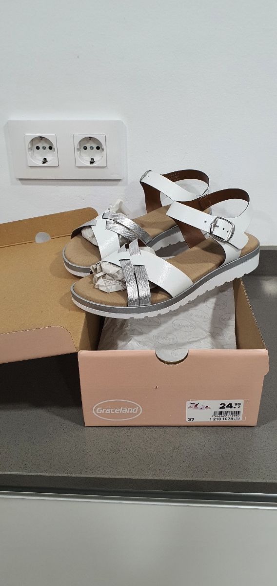 Sandalias Graceland Plata-Blanco 36