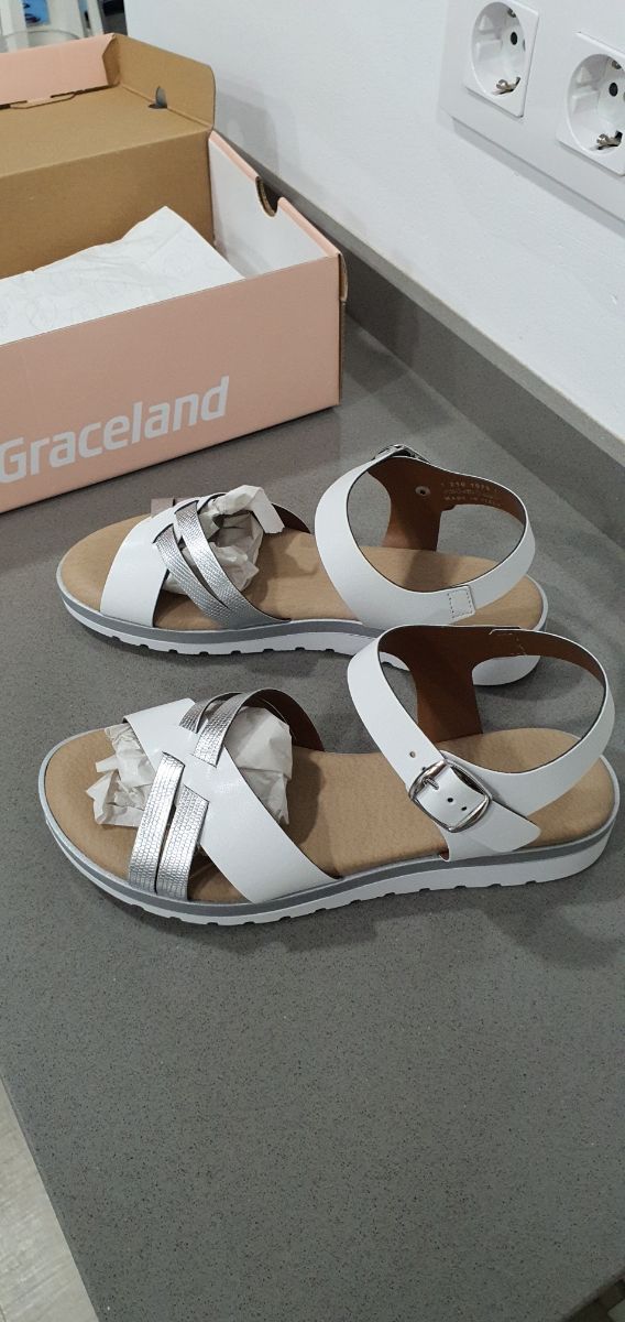 Sandalias Graceland Plata-Blanco 36
