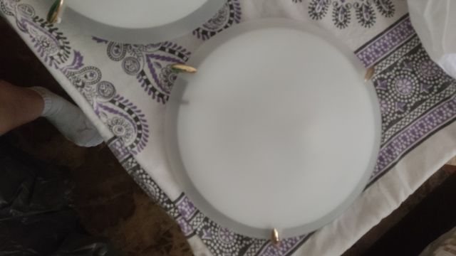 Plafón 2 luces blanco y dorad