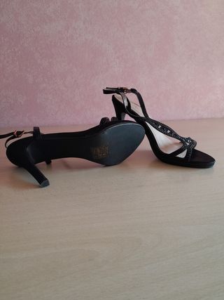 Sandali neri strass tacco alto 10