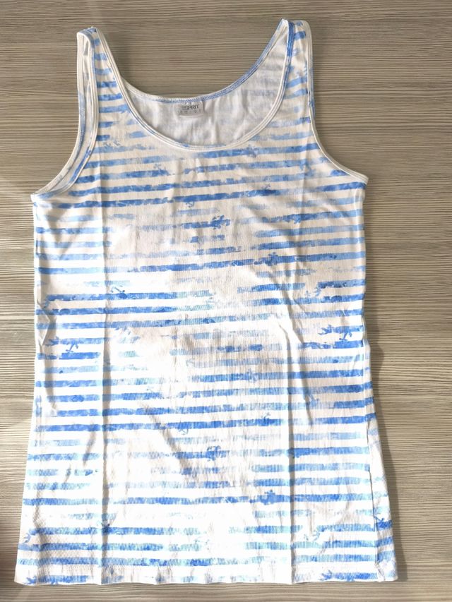 Canotta Esprit a righe blu e bianche sfumato Tg M.