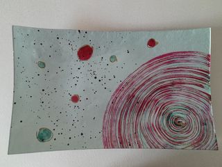 Vassoio vetro decorato - 41,5x25,5cm