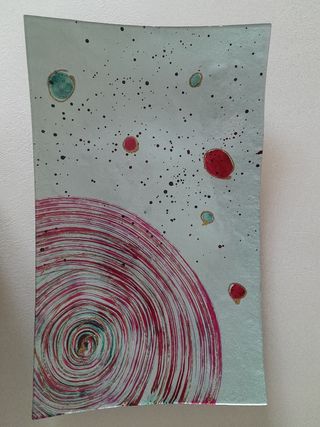 Vassoio vetro decorato - 41,5x25,5cm