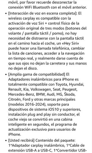 Adaptador CarPlay inalámbrico