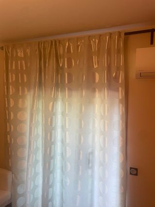 Cortina visillos beige - círculos