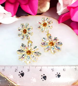 Pendientes girasol circonitas dorados