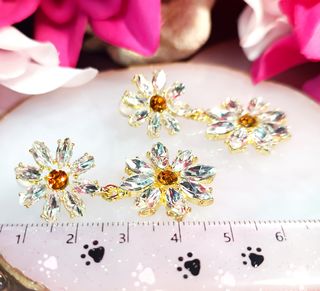 Pendientes girasol circonitas dorados