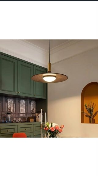 Lámpara colgante madera dorada