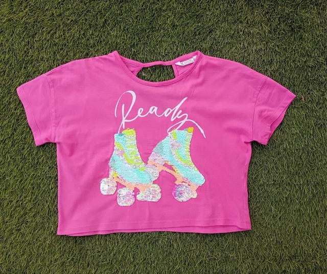 Maglietta bambina paillettes roller