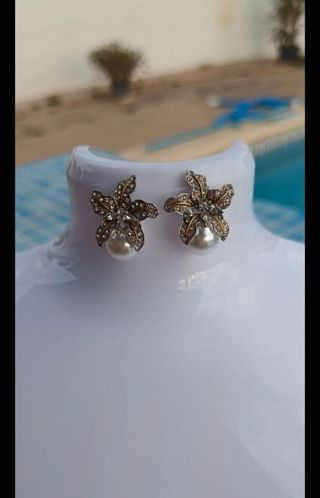 Pendientes Flor Perla Plata