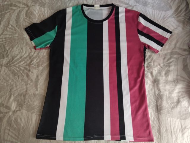 Camiseta rayas hombre - Verde, Negra