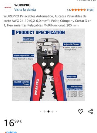 Pelacables Automático WORKPRO 205mm