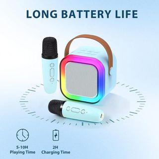 Karaoke 2 Microfonos + Altavoz Mini Karaoke Infantil Inalambrico,azul, ENVIO 24H