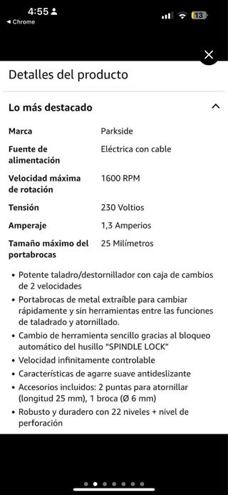 Taladro Parkside PNS 300 A1