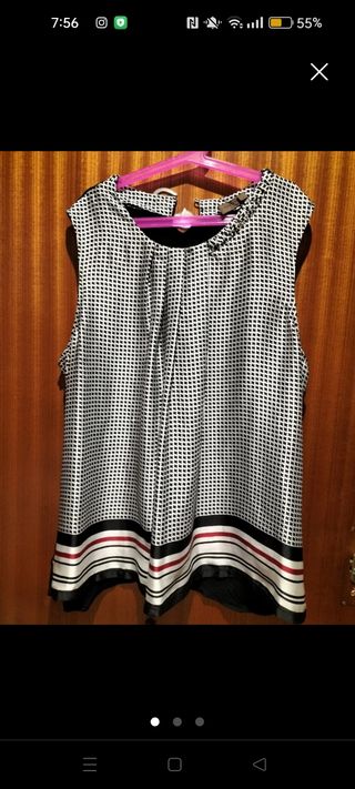 Blusa Cortefiel XL - Blanco y Negro