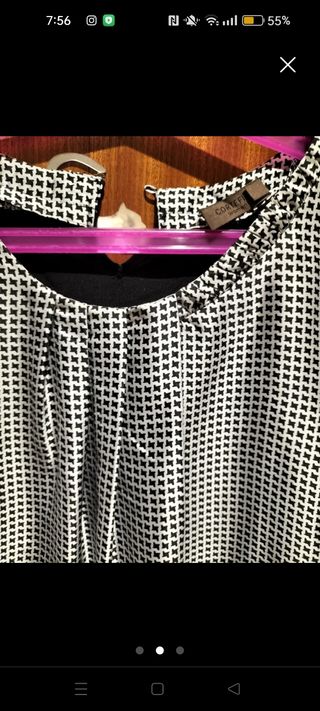 Blusa Cortefiel XL - Blanco y Negro