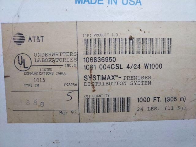 Cavo Ethernet AT&T 1000ft Cat5