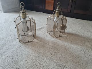 2 Lámparas vintage doradas