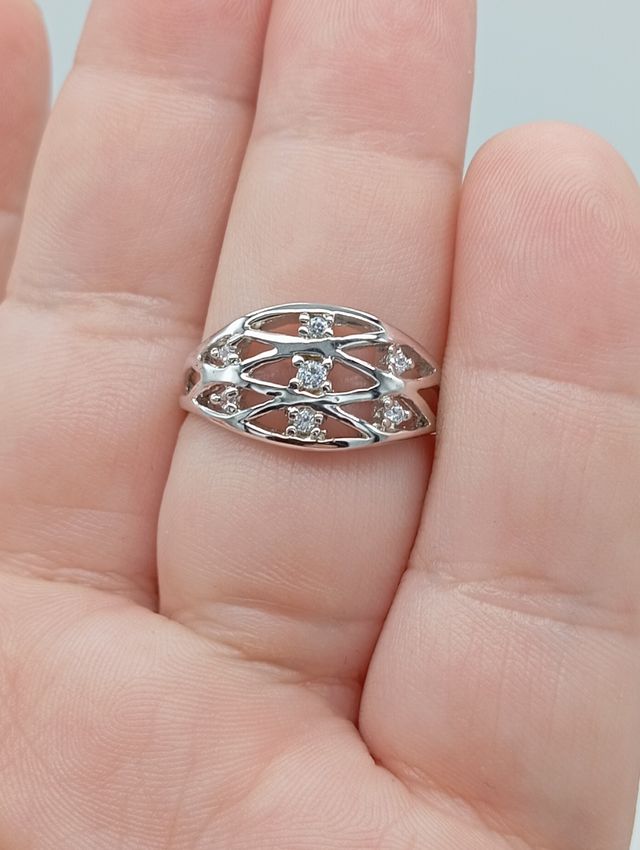 Anillo red plata de ley 925 y circonitas