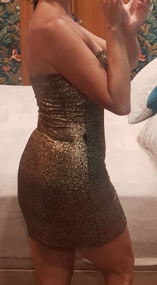Vestido dorado fiesta brillo