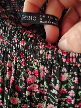 Vestido Oysho flores - Negro/Rosa