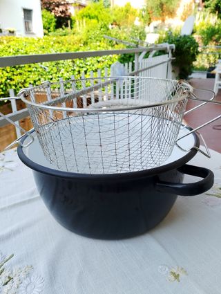 Cesto friggitrice vintage metallo smaltato