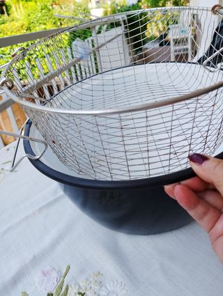 Cesto friggitrice vintage metallo smaltato