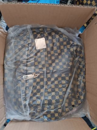 Mochila pequeña marrón-amarilla