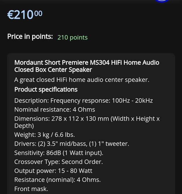 Mordaunt Short Altavoz central