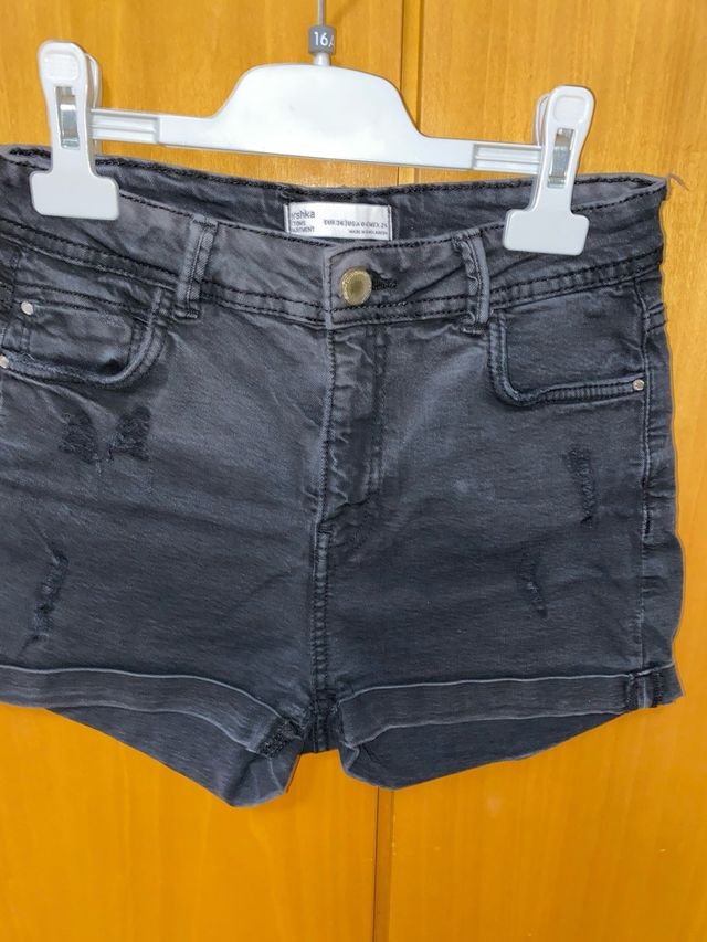 Shorts vaqueros Bershka mujer negros 