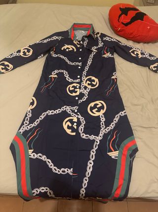 Vestido camisa azul estampado