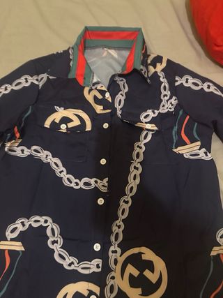 Vestido camisa azul estampado