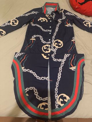 Vestido camisa azul estampado