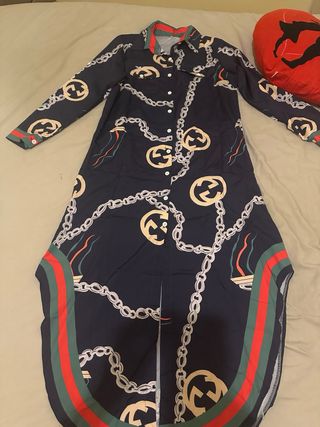 Vestido camisa azul estampado