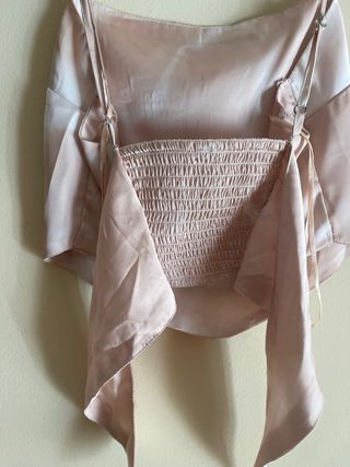 Top Corpiño Beige y Blanco con Lazada