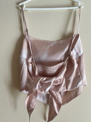 Top Corpiño Beige y Blanco con Lazada