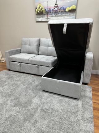 Sofá cama chaise longue gris en OFERTA LIMITADA