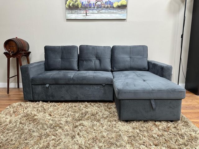 Sofá cama chaise longue gris en OFERTA LIMITADA