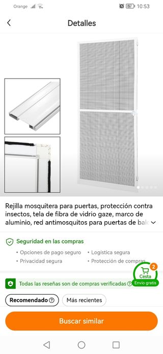 Mosquitera puerta aluminio