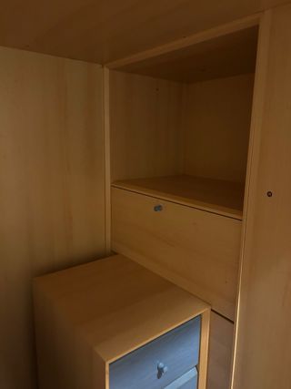 Cama litera juvenil - beige y azul