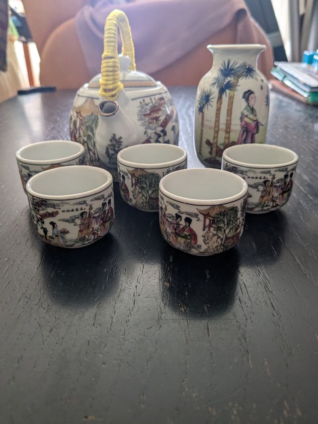 Juego té chino - 1 tetera, 1 jarrón, 5 tazas