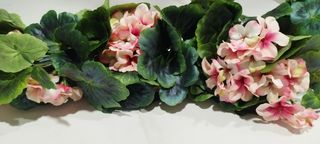 2 Geranios Colgantes Artificiales - Rosa y Violeta