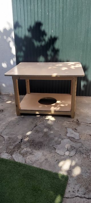 Mesa camilla pino + brasero y salla a medida