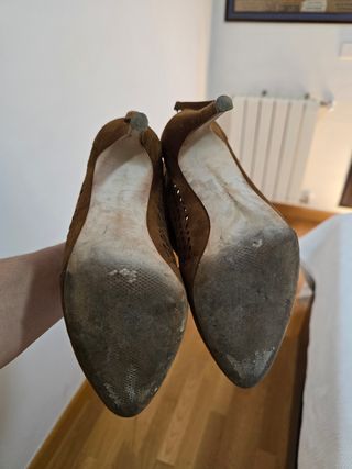 Botines Zara ante marrón, tacón, 38