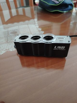Encendedor coche 3 salidas USB