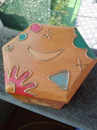 Scatola legno vintage dipinta a mano