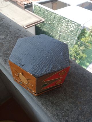 Scatola legno vintage dipinta a mano