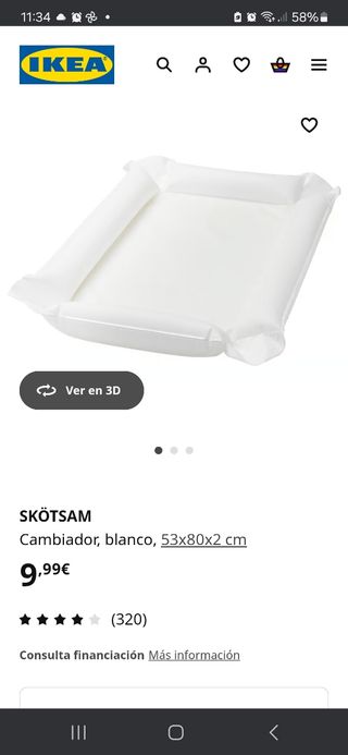 Cambiador bebé inflable Ikea