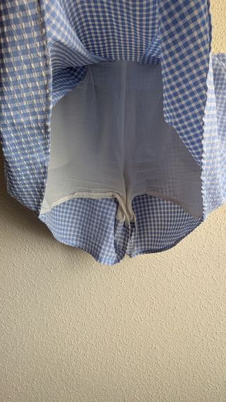 Shorts-Falda Azul Vichy a cuadros