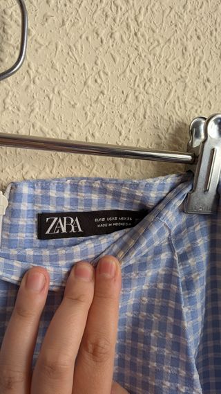 Shorts-Falda Azul Vichy a cuadros